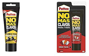 Pattex No Más Clavos Original - Adhesivo de Montaje Resistente, Pegamento Extrafuerte para Madera, Metal y más + No Mas Clavos Para Todo HighTack Adhesivo de montaje resistente