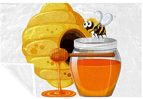 Bee Honey Jar-01 Prints Soft Warm Cozy Blanket Throw for Bed Couch Sofa Picnic Camping Beach, 150 * 200cm