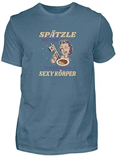 Spätzle avec sauce – Proverbes souabes – Schwaben Cadeaux – T-shirt pour homme, Bleu pierre, M