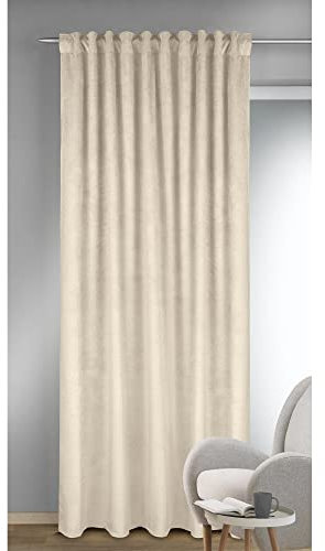 GardinenOutlet Glory Samt-Vorhangschal mit Gardinenband oder verdeckten Schlaufen, Polyester, Offwhite, ca. 245x135 cm