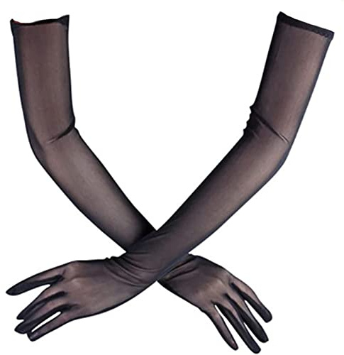 YBFBSJK Tüll Handschuhe Schwarz,Damen Lange Hochzeit Braut Handschuhe,Hochzeit Opern Party Durchsichtige Damen für Kostüme, Hochzeiten, Partys & Opernaufführungen, Schwarz