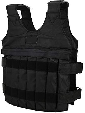 NA Adjustable Weighted Vest, Workout Weight Vest Training Fitness Weighted Jacket Exercise Waistcoat for Man Woman Loss Running Gym (20kg), Black. No weight included.