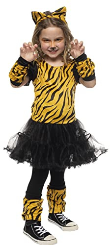 Rubies Costume Tigresa Tutu per ragazze, vestito con tutu e coda, diadema, guanti, scaldamuscoli e collant, originale, ideale per Halloween, Natale, carnevale e compleanno.