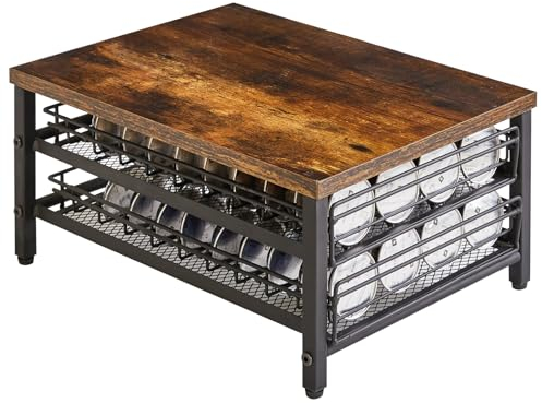 IBUYKE Cassetto Porta Cialde a 2 livelli,Supporto per macchina da caffè, Nespresso Vertuo,Organizer per Contenitori per capsule da 80 capacità per bancone della cucina per Armadietto Marrone TCJ102H