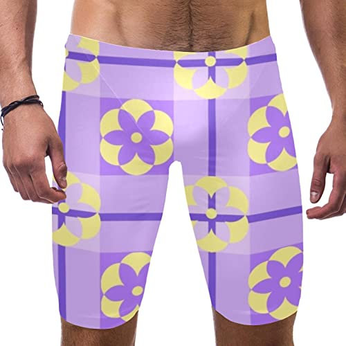 HUI JIN SHOP Badeanzug für Herren und Jungen, kariert, Wettkampf-Badeanzug, quadratisches Bein, Ausdauertraining, mehrfarbig, L