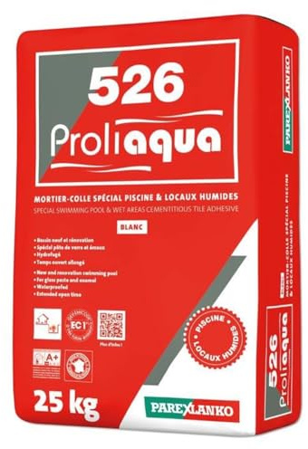 Mortier Colle hammam Piscine Proliaqua Blanc ParexLanko L526BL25 25 kg