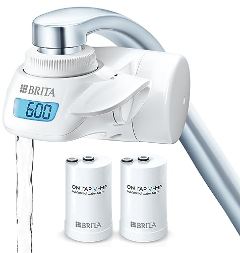 BRITA Sistema de filtrado de agua ON TAP Pro V-MF incl. 2x cartucho filtrante (600L) - para un 99,99% de agua libre de bacterias, reduciendo PFAS, incl. cuenta atrás digital LCD de capacidad