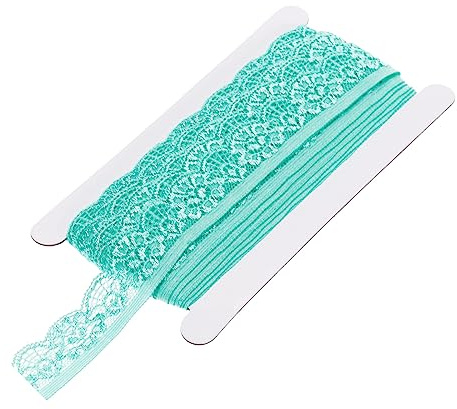 QUARKZMAN Encaje Adorno Vintage Crochet 0.98 x 10 Yardas Lago Azul Encaje Cinta para Bricolaje Recorte Álbum Ropa Tela Boda Decoración Regalo Papel