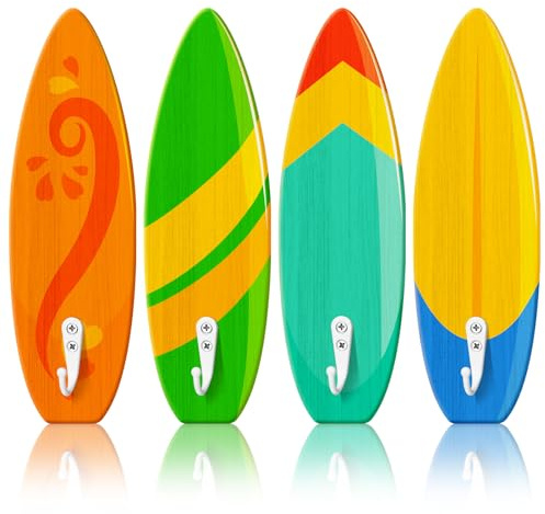 Sintuff 4 Stück Pool-Handtuchhaken aus Holz, Ornament-Haken, Hawaii, dekorative Wandhaken, Handtuchhalter, Aufhänger für Strand, Schwimmbad, Badezimmer, Schlafzimmer, Dekoration (klassischer Stil)