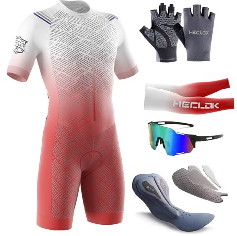 Traje de Ciclismo Acolchado de una Pieza para Hombre，Traje de triatlón for Hombre, Triatlón Carretera Bicicleta Jersey Skinsuit Summer，Conjunto de Camiseta de Ciclismo，Mono