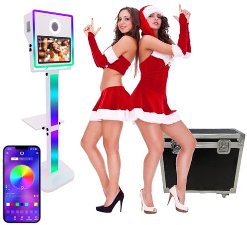 15,6-Zoll-Touchscreen - Tragbare Fotokabine (I5-8 GB + 256 GB Mini-PC) + RGB-Ringlicht (App-Steuerung), Fotokabinenmaschine mit Flightcase, für Hochzeiten, Abschlussfeiern, Abschlussball, Veranstalt