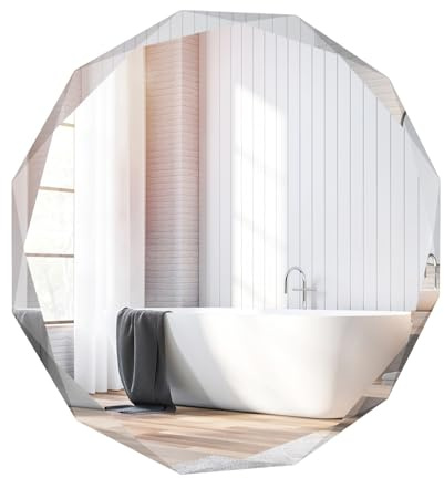 LIFEZEAL Specchio Irregolare da Parete, Specchio d'Argento senza Cornice, Mirror, Decorativo, Antiesplosivo, Rotondo, Montaggio Facile, Alta Definizione, per Bagno, Soggiorno, Camera da Letto, Trucco
