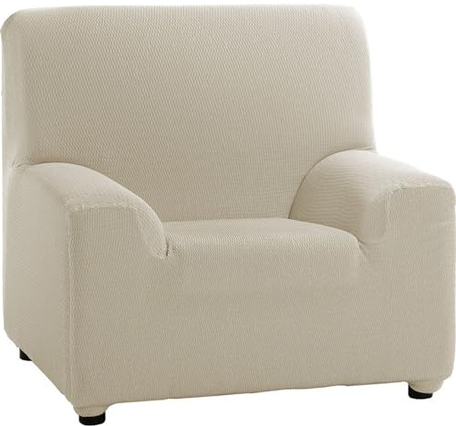 ECOMMERC3 Elastischer und extra weicher Sofabezug für 1-Sitzer, verstellbar, elfenbeinfarben, 100% Made in Spain, Elfenbein