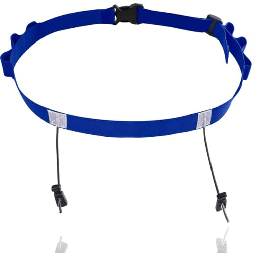 Triathlon Startnummernband, Laufgürtel mit Nummernhalter, Ring Running Belt, Bauchtasche Gürteltasche für Radfahren, Triathlon, Marathon, Laufen, Blau