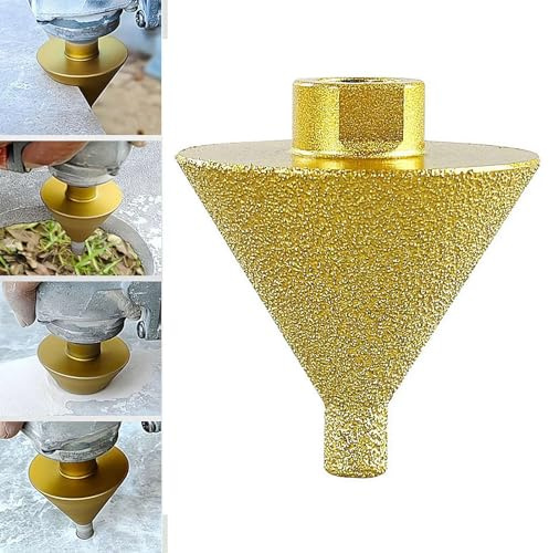 Punta diamantata smussata per smerigliatrici angolari, punta da trapano diamantata per svasatura da 38 mm/50 mm, punta conica diamantata, fresa per piastrelle in porcellana per doccia, adattatore