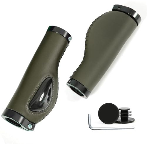 ROGTYO Fahrradgriffe, Ergonomische Lenkergriffe mit Zwei Seiten Lock-On Design Horn Lenkergriffe, 22 mm Fahrrad Griffe Rutschfestem für MTB, Rennrad, Trekkingrad, E-Bike, Cityrad, Faltrad (grün)