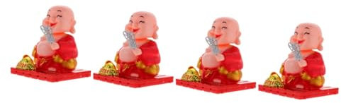 Zerodeko 4stücke Solarbetriebene Figurine Für Auto Und Schreibtisch Kleiner Wackelkopf-Dekoration Für Büro Auto-armaturenbrett Und Wohnbereich Und Platzsparend