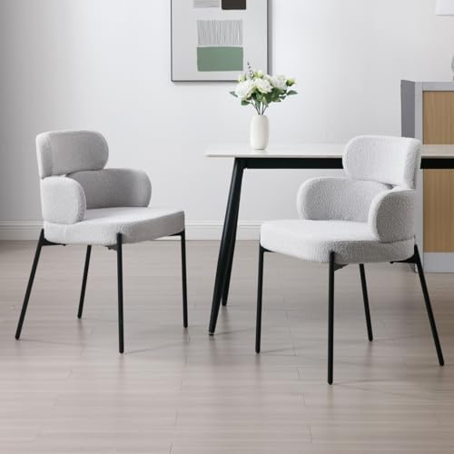 chairus 2er-Set Moderner Esszimmerstuhl, Metallbeine, Kunstfell/Grau | Moderne Küchenstühle mit weichem Kunstfell und bequemer Polsterung, für Esszimmer und Wohnzimmer – elegant und komfortabel