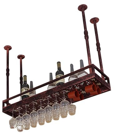 Hanging Wine Glass Rack Stand Wall Mounted Holder for 15 Wine Bottles Brass Color Wine Wall Rack for Kitchen Dining Room Bar Decor.