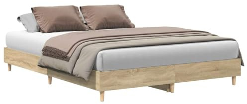 vidaXL Bettgestell ohne Matratze Sonoma-Eiche 140x200 cm Holzwerkstoff, Bettrahmen, Bett, Palettenbett, Schlafzimmermöbel, Doppelbett, Plattenbett