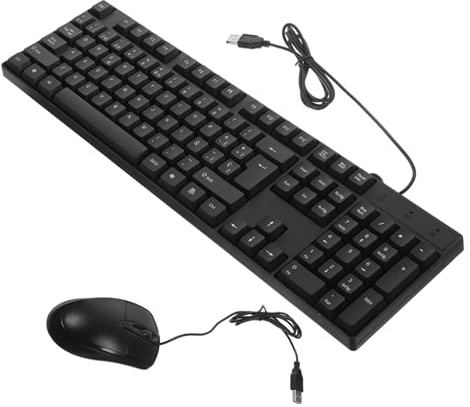 DIYEAH Clavier et Souris Filaires USB pour Ordinateur, 104 Touches Pavé Numérique, Abs Noir, Confort de Frappe pour Bureau et Maison
