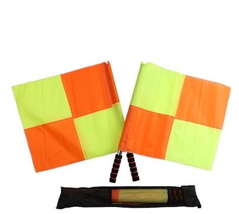 Sports Referee Flag | 2 Pieces Referee Linesman Flags - Orange And Yellow, Ergonomic Handle Soccer Coaching Equipment for Football Games Professional Leagues