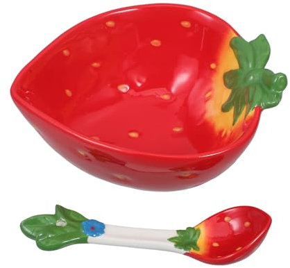 TOPPERFUN Tazón De Fresa Adorable De Cerámica para Ensalada Plato Moderno para Hogar y Cocina para Servir Fruta Cereal o Postre Mesa o Mostrador