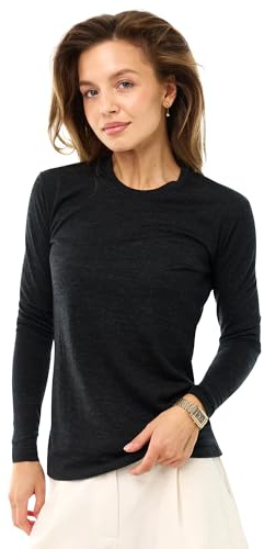 Merino.tech Maglia Donna Termica Merino Wool - 100% Intimo Termico Lana Merino Abbigliamento Trekking (Medium, 190 Charcoal Grey)