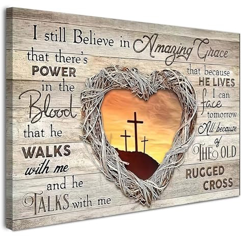 Alptiny Framed Wall Art Canvas Christian Artwork Cross Wall Decor for Living Room Bedroom Inspirational Painting Office Study Art Prints Decorations 30cmx40cm