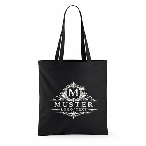wt24print Baumwolltasche personalisierbar mit Logo oder Text | Bag for Life mit langen Henkeln | 100% Baumwolle | 38 x 42 cm | Stoffbeutel für Einkauf, Promotion & Unternehmen