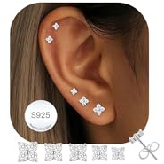 AVOTTO 5 Paare Kleine Ohrstecker Ohrringe Sterling Silber für Damen Set Hypoallergen Gold Ohrstecker Ohrringe 925 Silber Schmuck Geschenke Silver Studs Earrings for Women