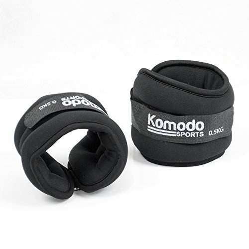 Komodo Black Neoprene Ankle and Wrist Weights (1Kg = 2x 0.5Kg)