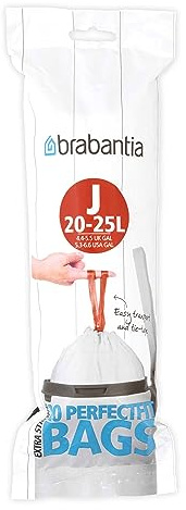 Brabantia 115585 Perfectfit J, 23L, 20 Bags, White, 23 L/Size J