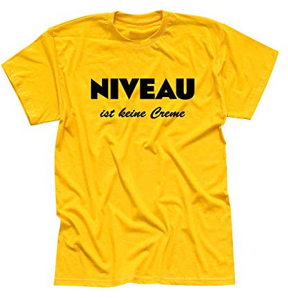 T-Shirt Niveau ist Keine Creme Spruch Humor Fun-Shirt 13 Farben Herren XS - 5XL Haut Creme Logo witzig lustig Party feiern Malle, Größe:3XL, Farbe:gelb - Logo schwarz