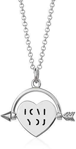 Lily Charmed - 925 Sterling Silver Heart Spinner Necklace with 18 Chain