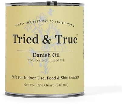 Tried & True Danish Oil, Quart - Pure Polymerized Linseed Oil Wood Finish, Ideal for Furniture, Rustic Pieces, & Priming Wood for Other Oil or epoxy-Based Products - Food Safe, Simple, Fast Curing