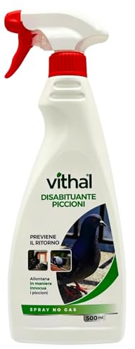 VITHAL GARDEN Disabituante Piccioni - Spray Repellente per Volatili, Protezione Sicura per Davanzali, Balconi e Terrazze, Pronto all’Uso, 500ml
