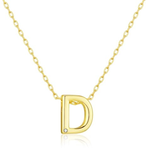 Philip Jones Gold Plated Initial Necklaces A to Z Created with Zircondia® Crystals