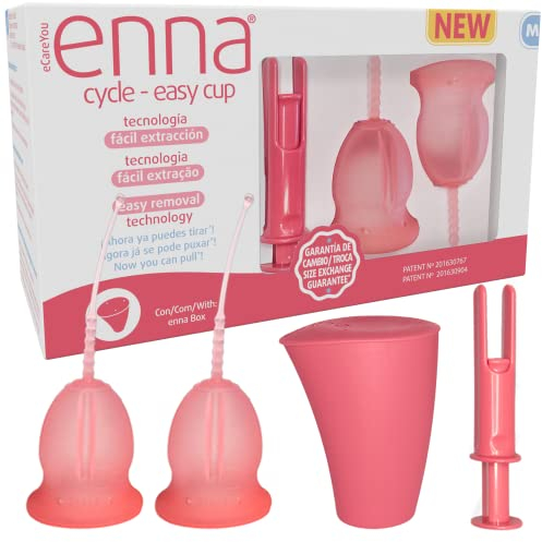 enna cycle easy - 2 Copas Menstruales, Caja Esterilizadora y Aplicador, TALLA M