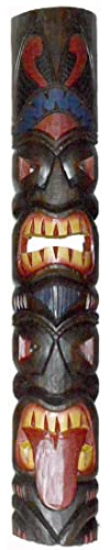 WorldBazzar 40 In Tribal Tiki Bar Mask Hand Carved Island tropical Decor with 2 FACE