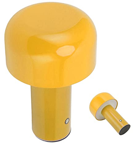 Hyuduo LED Tischlampe mit Pilzdesign, Touch-Steuerung, 3 Farbtemperaturen, USB-C Aufladung, 1800mAh Akku, für Restaurant, Bar, Camping, Schlafzimmer, Goldgelb