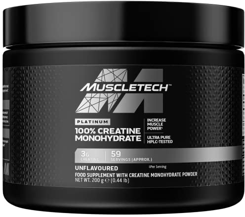 MuscleTech Platinum 100% Creatine Monohydrate Powder, Pure Creatine, Workout Supplement For Men & Women, 59 Servings, 200g, Unflavoured