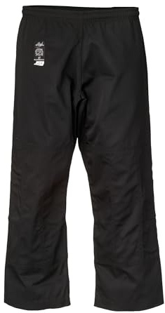 Ju-Sports Element Hose Schwarz 180 Wide Cut I Leichte Hose mit Gummibund, Kordelschnürung & Knieverstärkung I Auch für Sportarten wie Karate & Judo, MMA UVM.