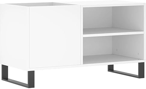 vidaXL Armoire à Disques, Support de Tourne-Disque, Armoire Latérale avec Rangement, Buffet de Salon, Moderne, Blanc Bois d'Ingénierie