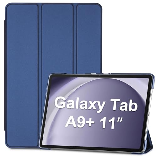 ProCase Hülle für Samsung Galaxy Tab A9+ / A9 Plus 11 Zoll 2023 (SM-X210), Dreifache Schutzhülle Case für 11 Galaxy Tab A9+/A9 Plus, Dünn Leicht Smart Cover mit Translucent Frosted Rückhülle -Navy