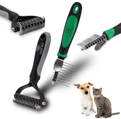 FinoPet 2er Set mit verschiedenen Hundebürste/Katzenbürste, Langhaar Kurzhaar Unterwolle Bürsten, Tierhaarentferner, Hunde Zubehör oder Katzen Zubehör für ihre Katze und Hund