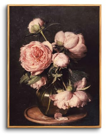 hyidecorart Vintage Bilder mit Rahmen Blumen Gemälde Wohnzimmer 20x25 cm | Retro-Kunst, HD-Druck, Einfach Aufzuhängen, Schnelle Montage, Für Viele Räume, Klassische Wanddeko, Geschenk, Klein