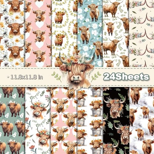24 Blatt Scrapbook Papierblock, doppelseitiges Scrapbooking Papier, Hintergrundpapier für DIY Fotoalben, Kartenherstellung, handgefertigtes Basteldesign, 30,5 x 30,5 cm