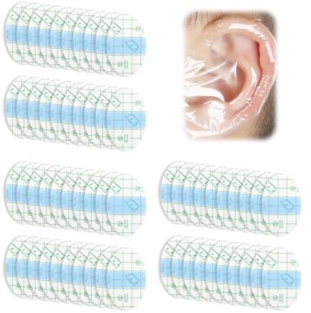 60pcs Ear Covers for Shower Waterproof Baby Ear Patches Stickers | Protection Clear Breathable Earring Cover for Kids Adults Swimming Surfing Snorkeling Water Sports