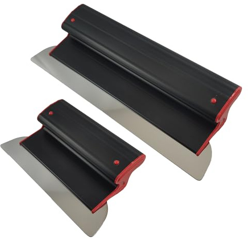 Set Flächenspachtel 2 Tlg 40cm + 80cm, Trockenbau Glätter | Superlexibles Blatt Edelstahl 0,3mm, Kunstoffgriff Ultra Leicht, Wand Verputzen und Spachteln, Ergoplast
